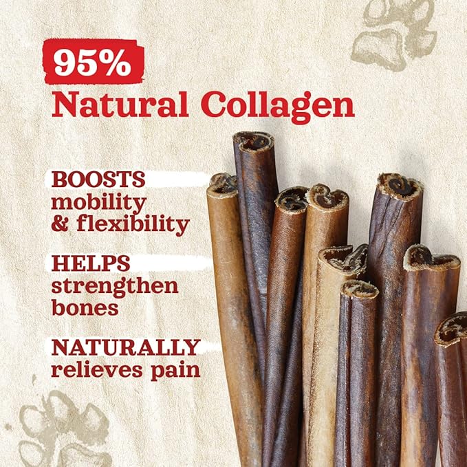 Natural Farm Collagen Chews. 6 Inch, 10 Pack. Odor-Free Long Lasting Bully Sticks & Rawhide Alternative Dog Treats, 95% Collagen Low Fat, High Protein Best Dental Dog Treats โ Medium & Large Dogs
