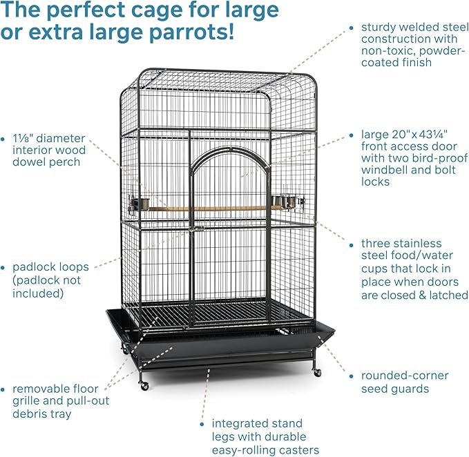 Prevue Pet Products Empire Bird Cage, X-Large, Black Hammertone,46" L x 36" W x 78 1/4" H