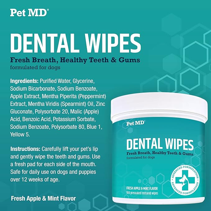 Pet MD Stool Eating Deterrent & Dental Wipes