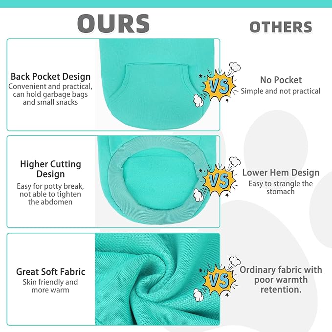 KOOLTAIL Basic Dog Hoodie - Soft and Warm Dog Hoodie Sweater with Leash Hole and Pocket, Dog Winter Coat, Cold Weather Clothes Sweatshirt for Small Medium Large Dogs Puppy Cat Boys Girls Lake Blue XL