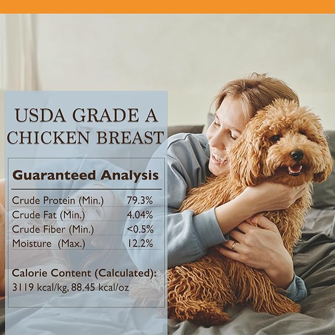 Pawfect Pets Single Ingredient Dehydrated Chicken Breast Treats for Dogs and Cats, 6oz Bag. USA Made
