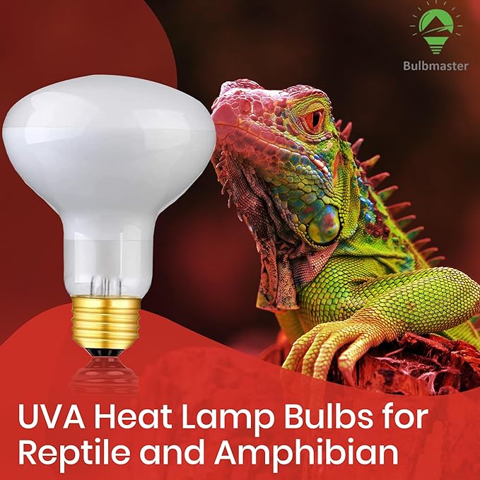 Reptile Heat Lamp Bulb 100 Watts UVA Basking Light for Reptiles and Amphibian, Basking Light for Bearded Dragon, UVA Reptile Light Bulb E26 Base 2 Pack