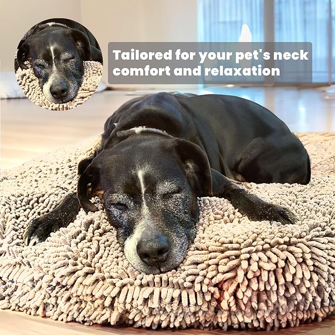 Muddy Mat®Cloud K-9 Bed for Dogs & Cats, Soft & Relaxing Donut Dog Bed, Chenille Material, Removable Cover, Washable & Dryer Safe–Beige Medium(35'x35')