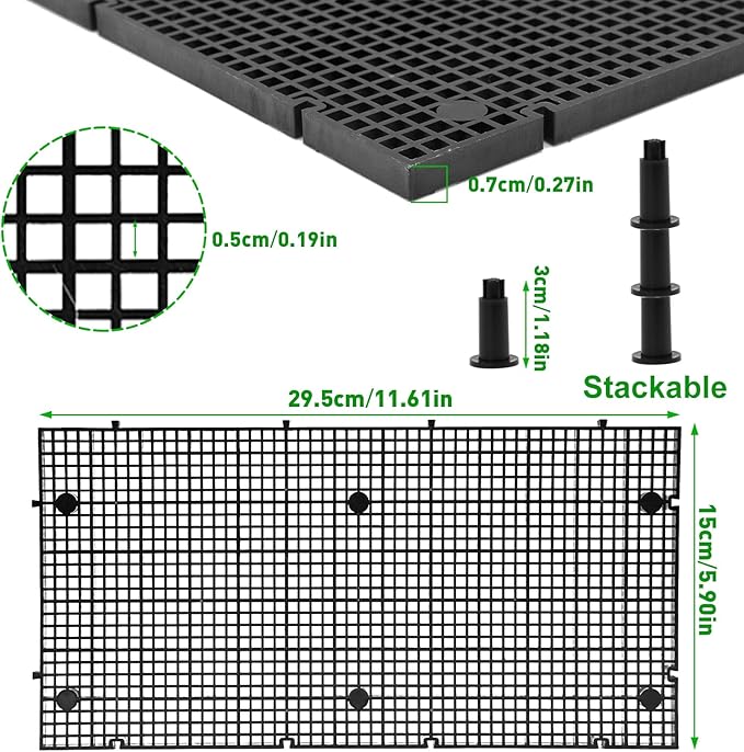 LINLAN 6 Pieces High-Density Aquarium Grid Plastic with 36 Brackets, Fish Tank Divider, Egg Crate for DIY Filtration and Bottom Protection in Aquascaping