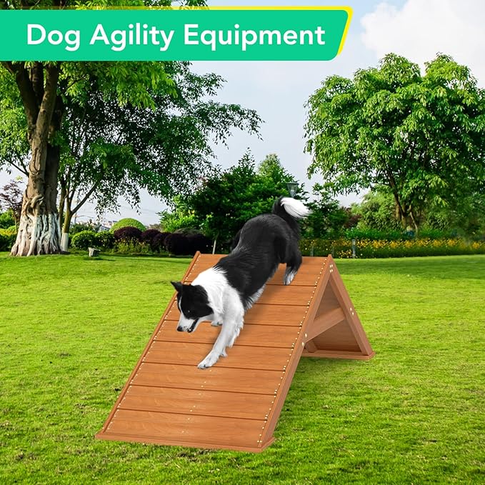 Dogs Agility Course Backyard Set, Wooden Dog Agility A-Frame, Non-Slip Dog Agility Equipment,104" x 30" Large Size-Ideal for Dog Agility Course Indoor and Outdoor