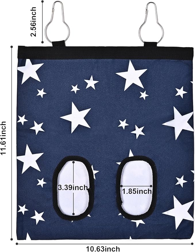 Upgraded Rabbits Hay Feeder Bag for Bunny, Guinea Pigs, Chinchillas - Hanging Washable 2-Hole Hay Dispenser with 600D Oxford Fabric, Small Animal Cage Accessories (Blue Star)