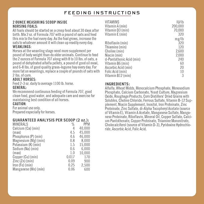 Formula 707 Daily Essentials Equine Supplement, 25lb Refill Bag – Complete Vitamins and Minerals for Superior Health and Condition in Horses