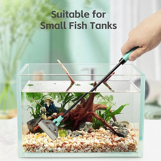 UPETTOOLS Algae Scraper for Glass Aquariums, 2 in 1 Adjustable Algae Scraper with 5 Stainless Steel Blades and Cleaning Brush, Aquarium Glass Cleaning Tools for 20-40 Gallon Fish Tank