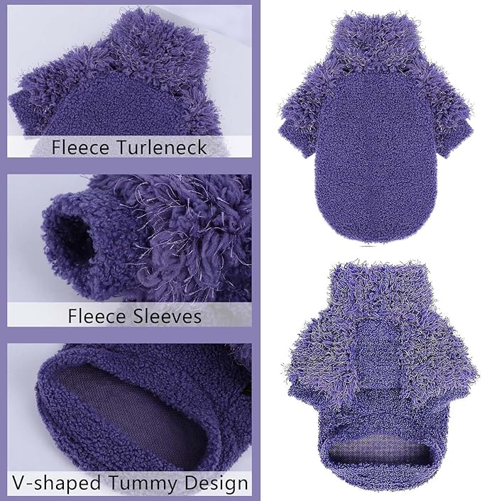 Dog Sweater for Small Dogs Girl Boy Dog Clothes Turtleneck Puppy Pullover XXS XS Chihuahua Sweatshirt Doggie Coats for Small Dogs Cat Outfit, Purple, S