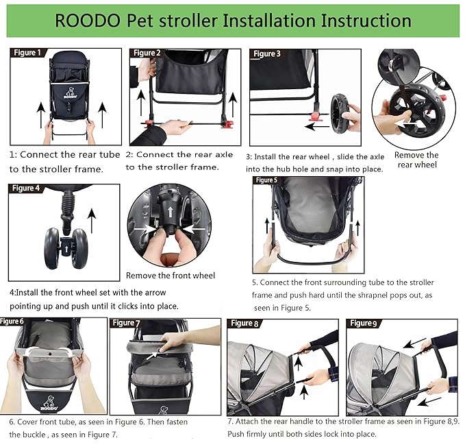 ROODO 4 Wheel Dog Cat Pet Stroller Best Lightweight Foldable Compact Portable Jogger All Terrain Travel Pet Gear Puppy Doggie Bunny Kitty Stroller for up to 30lbs Medium Small Dogs Cats(sage Green)