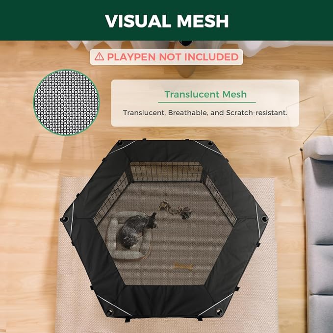 (Not Suitable for Other Brands) FXW Exclusive Mesh Top Cover, Only Fits FXW Rollick/Homeplus 27.3" W x 32" H/40 H/45 H 6-Panel Playpen (Playpen not Included), Hexagon│Patent Pending