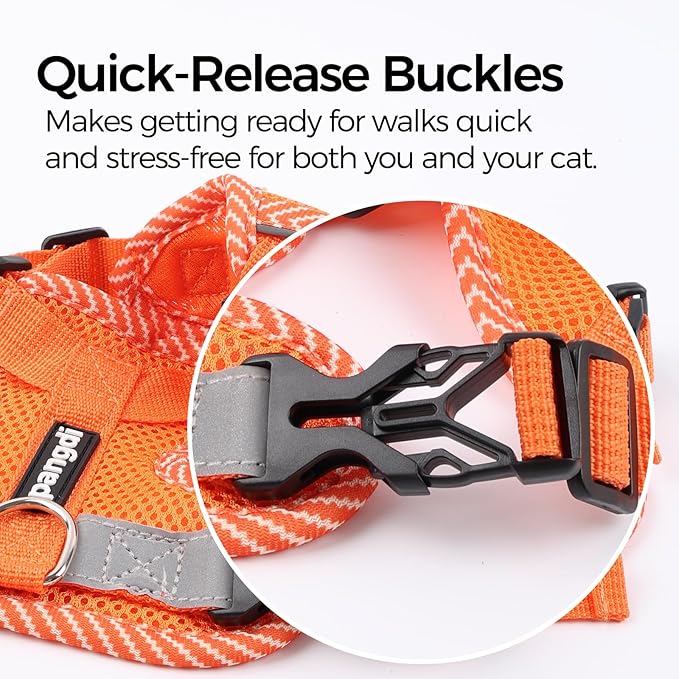 Cat Harness and Leash Escape Proof Extra Large Kitten Harness Maine Coon Cat Vest for Walking Travel, Orange, XL