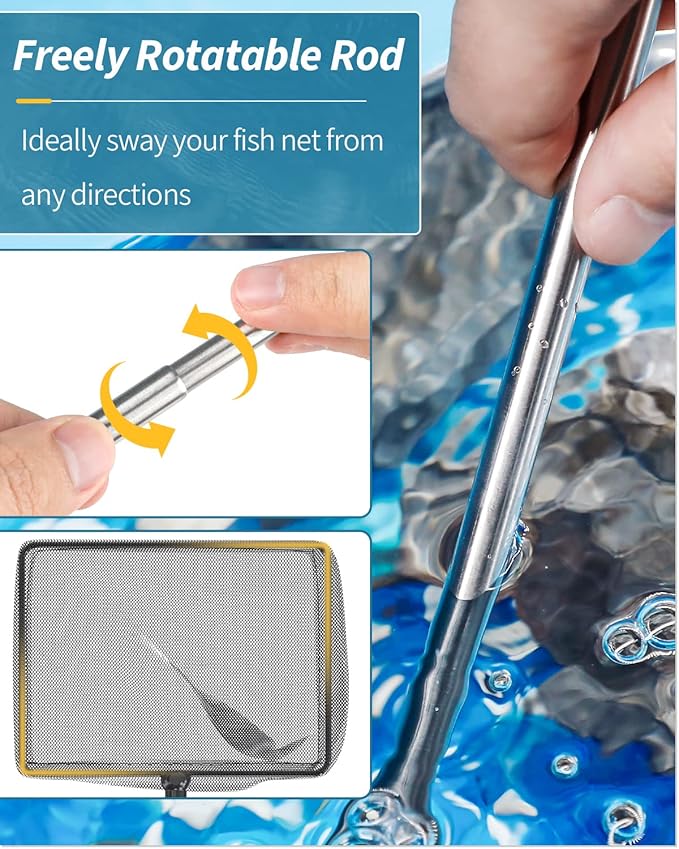 Pawfly Aquarium Fish Net with Extendable 9-24 Inch Long Handle for Betta Fish Tank Small Koi Pond and Pool