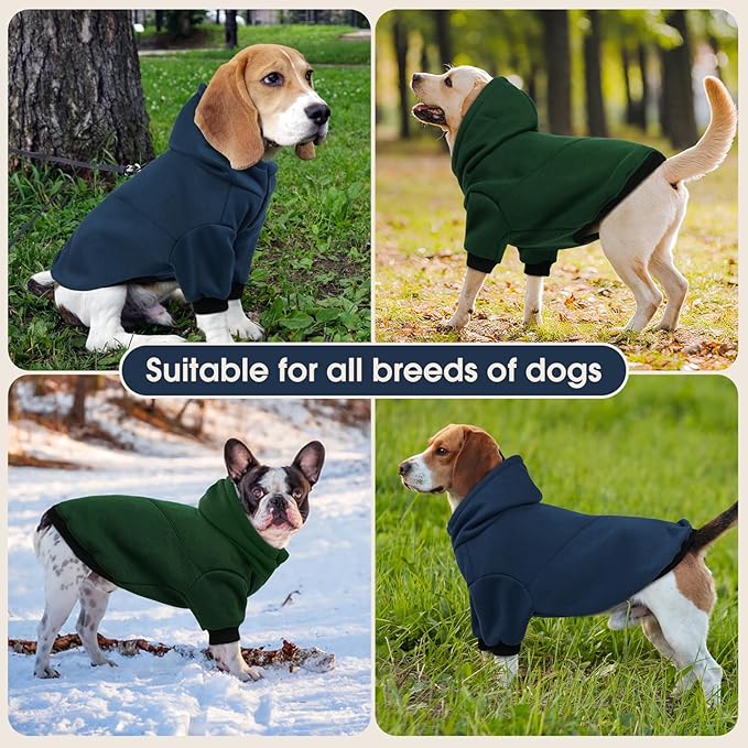 Basic Dog Hoodie, Soft and Warm Dog Sweater Shirt Hoodies with Leash Hole, Cold Weather Clothes Fleece Pullover for Small to Large Dogs Boys and Girls