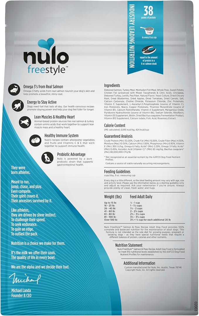 Nulo Freestyle Adult Dog Food, Premium All Natural Grain-Free Dry Small Kibble Dog Food, with BC30 Probiotic for Healthy Digestion, and High Animal-Based Protein with no Chicken or Egg Alternatives