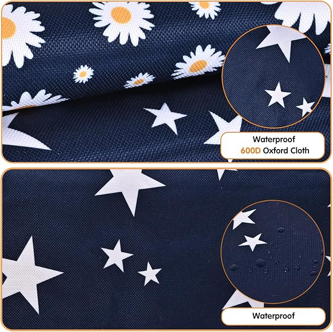 Upgraded Rabbits Hay Feeder Bag for Bunny, Guinea Pigs, Chinchillas - Hanging Washable 2-Hole Hay Dispenser with 600D Oxford Fabric, Small Animal Cage Accessories (Star+Daisy)