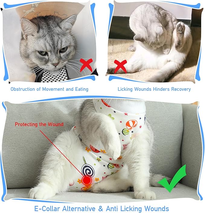 Cat Recovery Suit Female, Breathable Cat Onesie After Surgery Female for Abdominal Wounds or Skin Diseases, Surgery Recovery Suit Kitten Onesie After Spay Wear Anti Licking