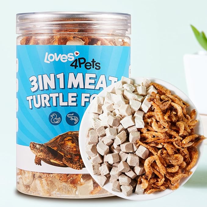 Turtle Food - Natural Freeze-Dried Chicken, Duck and Antarctic Krill โ 3 in 1 Premium Treats for Reptiles, Cats & Dogs โ Human-Grade Real Meat
