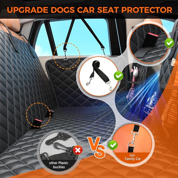 Hard Bottom Hold 500lbs Dog Car Seat Cover for Back Seat, 7 Layer Material Sturdy Waterproof Back Seat Extender for Dogs Increase Space 50%, Thickened Comfortable Dog Car Seat Cover for Car SUV