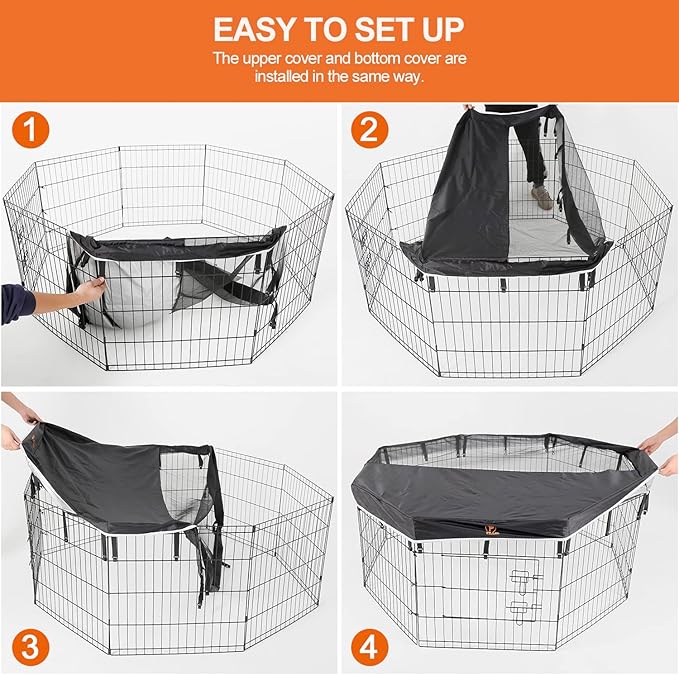 PJYuCien Mesh Top Cover - Fits 8 Panels 24 Inch Width Plastic/Metal Pet Pen Octagonal Dog Playpen (Note: Only Pen Top Cover, NO PLAYPEN!!!)