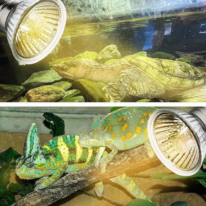 4 Pack 50W UVA UVB Reptile Heat Bulbs, Heat Lamp Bulbs for Reptiles and Amphibians, Basking Light Bulb for Turtle, Bearded Dragon, Lizard Heating