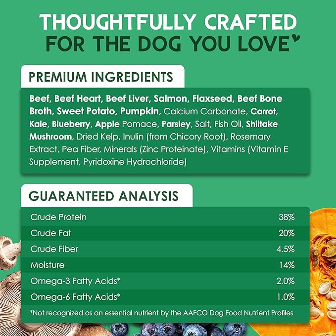 Farmland Traditions The Good List Air-Dried Dog Food, Premium Beef & Bone Broth for Dogs, Protein Rich & Grain-Free Nutrition, 1 Pound Bag