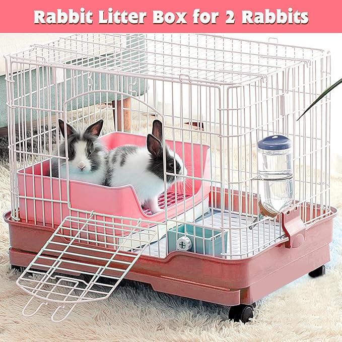 BWOGUE Large Rabbit Litter Box Toilet,Potty Trainer Corner Bedding with Drawer Larger Pet Pan for Adult Guinea Pigs, Rabbits, Hamster, Chinchilla, Ferret, Galesaur, Small Animals(Pink)