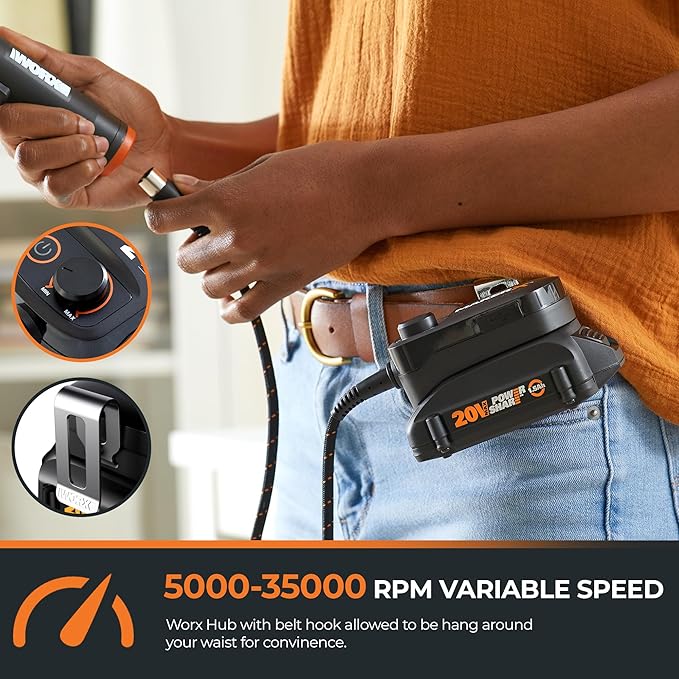 Cordless Rotary Tool Kit, 20V Mini Power Rotary Tool for Sanding, Carving, Drilling, Engraving, Polishing, DIY Crafts with 42 Accessories, Brushless Motor, 5000-35000 RPM Variable Speed