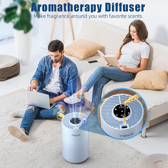 ๐๐๐ฐ๐๐ฌ๐ญ Air Purifiers for Home Bedroom up to 800 ftยฒ, VNIUP H14 HEPA Room Air Purifiers for Bedroom with Fragrance Function, with Sleep Mode& Light Mode Air Cleaner for Pet Dander Odor Dust Smoke
