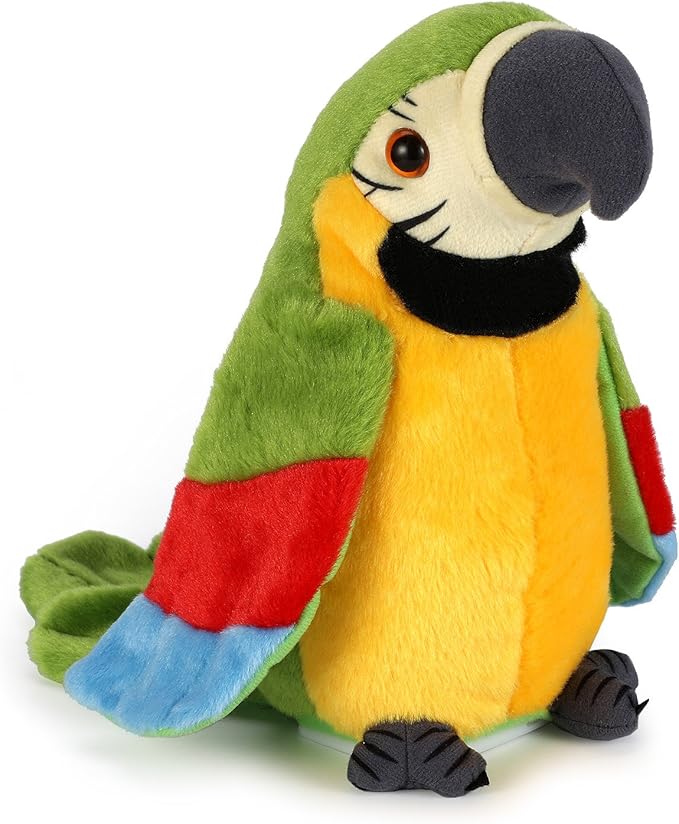 Talking Parrot - Repeats What You Say with Cute Voice - Electronic Pet Talking Plush Toy Parrot for Child Kids Gift Party Toys。