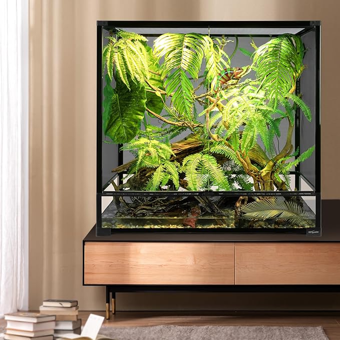 REPTI ZOO 100 Gallon Extra Tall Large Reptile Tank, 36x18x36 Vertical Reptile Terrarium, Chameleon Cage with Screen Ventilation, Water-Land Turtle Tortoise Aqua Terrarium with Drainage Pipe