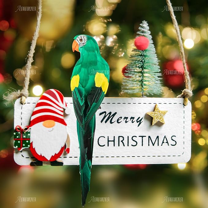 AUEAR, 17.7 Inch Green Artificial Big Parrot Simulation Lifelike Birds for Decoration