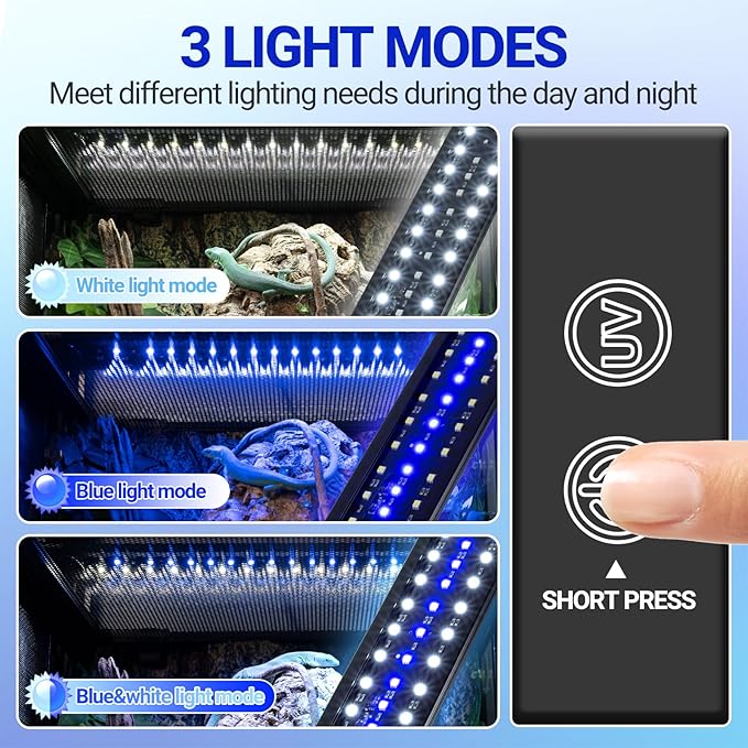 REPTI ZOO UVB Light for Reptile 10.0, 18 inch UVB Reptile Light Bulb with Dimming for Desert Animal Bearded Dragon Snake Gecko Lizard Iguanas Turtles Chameleons, LED Lamp Fixture Controller (12W)