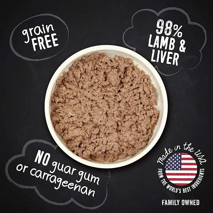 Hound & Gatos Wet Cat Food, 98% Lamb & Liver, Grain Free Pate Cat Food, Real Meat, High Protein, Limited Ingredients, No Additives, 5.5 oz. Cans (Pack of 24)