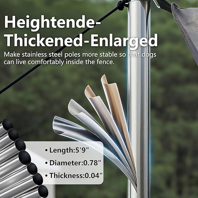 Dog Shade Shelter Pet Tent Outdoor, with Stainless Steel Connecting Poles, Equipped with a Canopy, Ground pegs, Guy Ropes, Stainless Steel Connecting Poles.