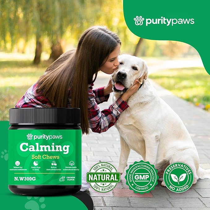 Calming Treats for Dogs - Reduce Stress, Fear, Separation, Barking, Hyperactivity, Reactivity, Aggression, Travel - Calm Without Drowsiness Dogs (120 Count)