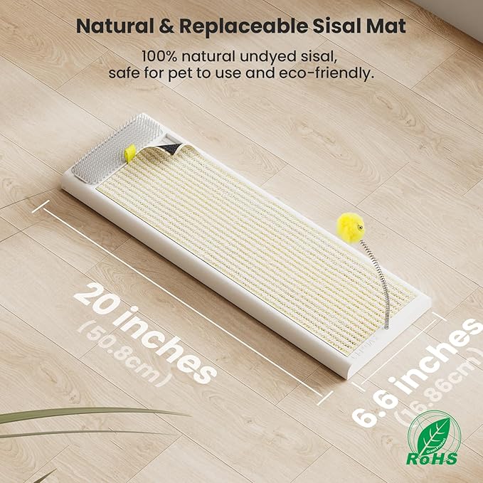SVD.PET Cat Scratcher, Sisal Cat Scratching Board w/Replaceable Sisal Pad, Self-Groom Brush & Toys, Vertical Cat Wall Scratcher Scratching Post for Indoor Wall, Furniture Protection