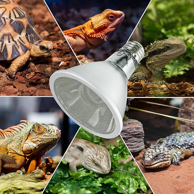 REPTI ZOO Reptile Basking Heat Lamp Bulb, 100W Splashproof Energy Saving Deep Heater Non-Luminous Carbon Infrared Heat Bulb for Reptile Amphibians