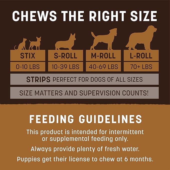 Earth Animal No Hide Small Long Lasting Dog Chew Rolls, Venison - 6 Count