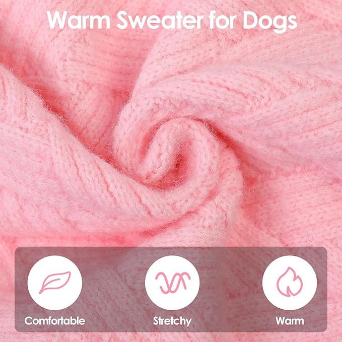 SUNFURA Dog Sweater, Christmas Sweaters for Large Dogs, Solid Color Dog Pullover for Fall Winter, Warm Sweatshirt Knit Turtleneck for Corgi, French Bulldog, Pink L