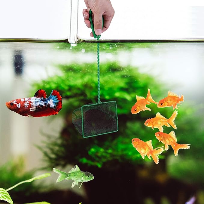 Mogoko 2 Pack Aquarium Net Fish Net, Small Net, Multi-Size Fine Mesh Aquarium Net with Long Plastic Handle for Fish Tank