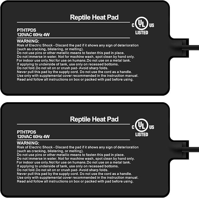 Simple Deluxe 4X7 Inch 4W Reptile Heating Pad Electric Indoor Under Tank Terrarium Heating Mat Waterproof for Turtles, Lizards, Frogs, and Other Reptiles, 2 Pack