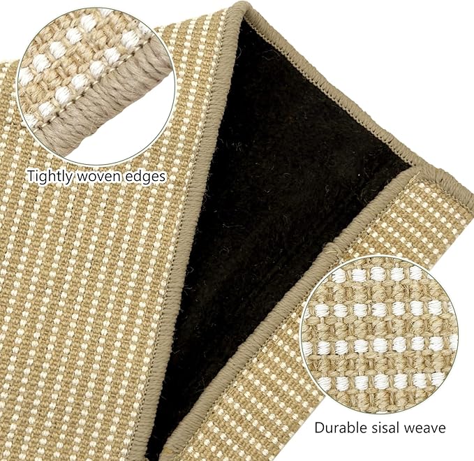 Fhiny Sisal Cat Scratcher Ramp with Replaceable Mat, 28" Large Vertical Cat Scratching Pad for Indoor Cats L Shape Sisal Cat Scratching Mat Scratch Board Climbing Wooden Frame Wall Furniture Protector