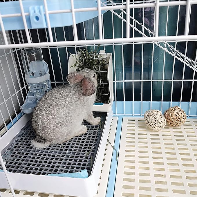 PODOO Rabbit Large Litter Box, Guinea Pig Training Pan Cage with Toilet Tray, Ideal for Rats, Ferret, Bunny Small and Medium Animals (Medium)