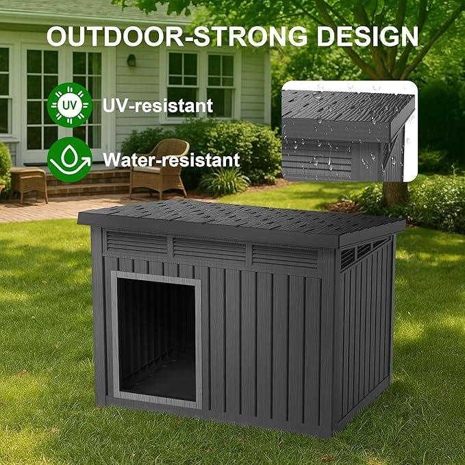 DRATO Outdoor Dog and Goat House - Resin All-Weather Dog House Outdoor, Durable Dog Kennel Outside for Backyard, Farm, Pasture