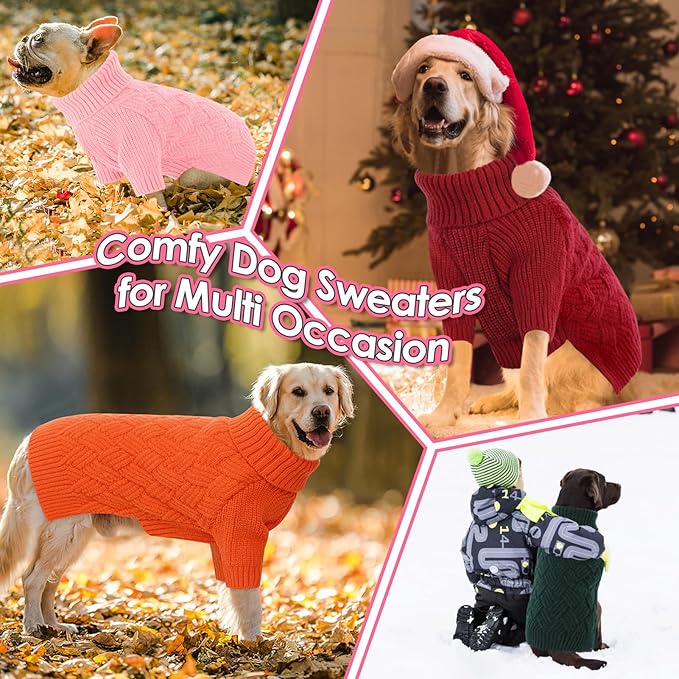 AOFITEE Small Dog Sweater, XS Sweaters for Dogs, Warm Dog Christmas Sweater, Dogs Winter Sweaters for Puppy, Turtleneck Thick Puppy Sweatshirt Female Male for Yorkie, Chihuahua (Pink, XSmall)