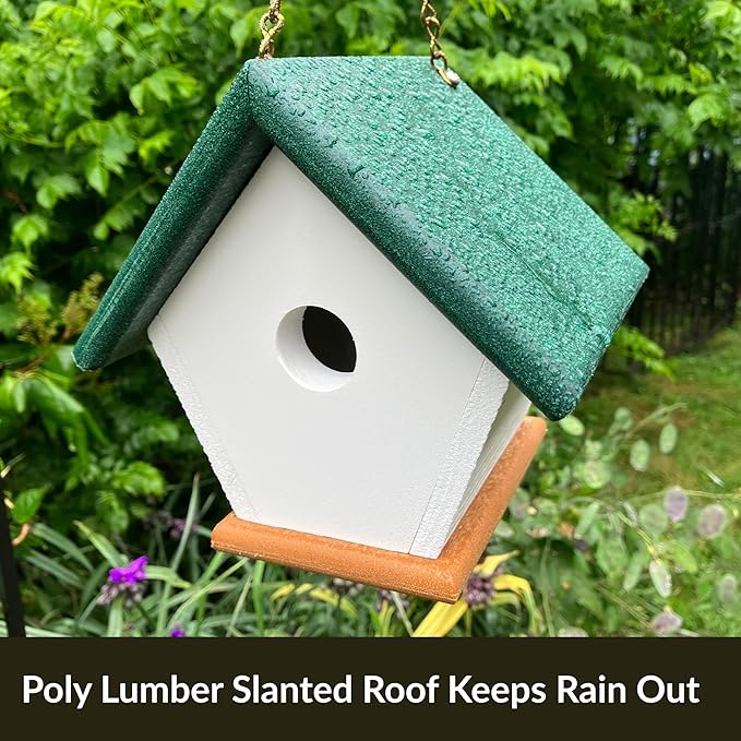 HomePro Garden Hanging Wren House: Forest Green Poly Lumber Bird House for Outdoors