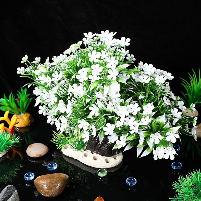 Didiseaon Aquarium Artificial Plants Decor, Tree Grass Plastic Ornament for Fish Tank Accessories Aquarium Decorations