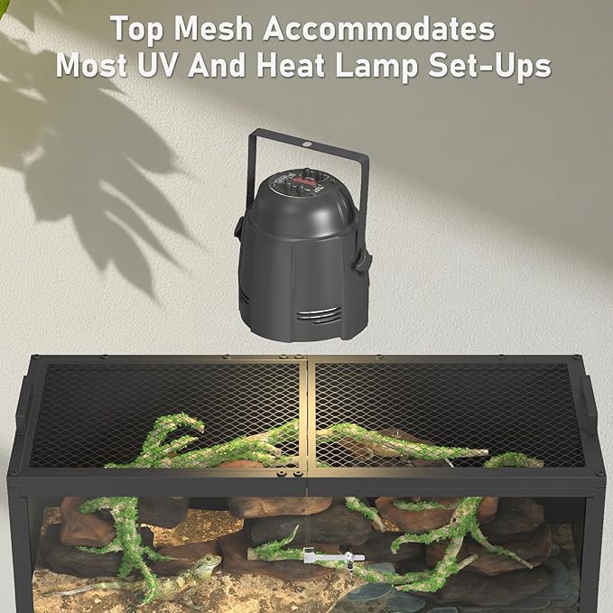 YBING 20 Gallon Reptile Terrarium - Bearded Dragon Tank with Glass Door, Front Opening Reptile Tank 28" x 12"x 12", Metal Frame, Terrarium Habitat for Geckos, Lizard, Snakes, Turtles