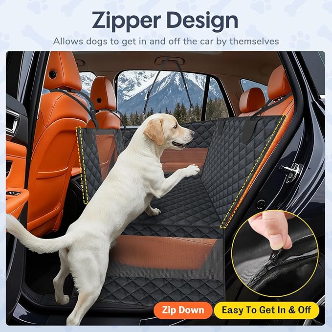 Dog Car Seat for Large Medium Dogs - Hard Bottom Back Seat Extender for Dogs - Waterproof Non-Slip Pet Carseat for Medium Sized - Dog Hammock for Car SUV Truck